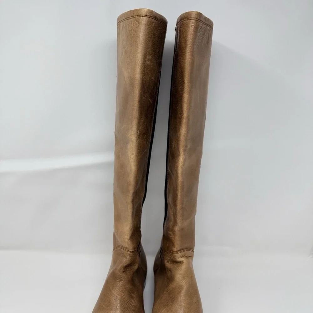 Stuart Weitzman Tall Riding Boots Womens 9.5M Tan Leather Stretch Knee High